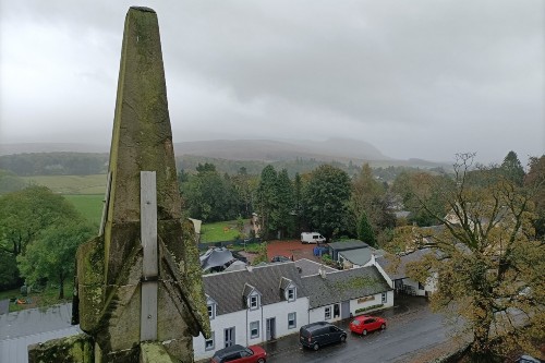 measuring GHGs at the top of a church in Scotland